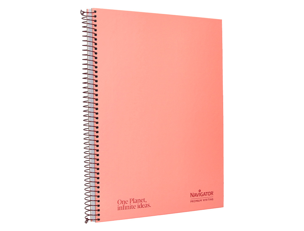 CUADERNO ESPIRAL NAVIGATOR A4 MICRO TAPA FORRADA 80H 80GR CUADRO 5MM 1 BANDA COLOR CORAL