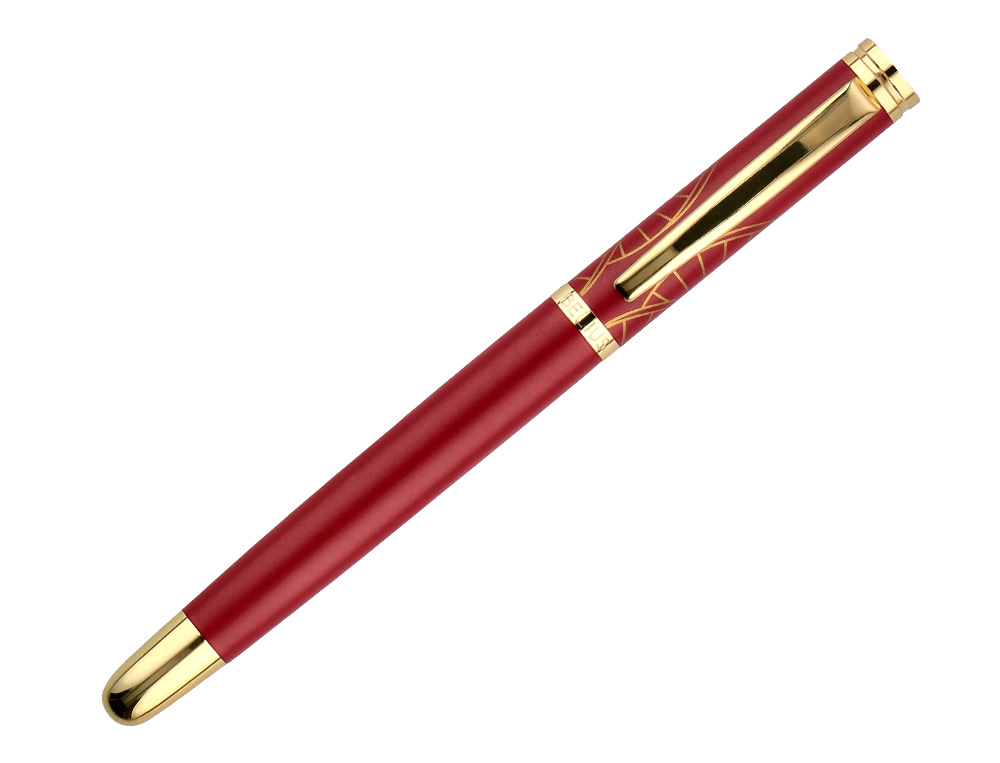 PLUMA Y ESTUCHE BELIUS SOIREE COLOR ART DECO GRANATE Y DORADO TINTA AZUL CAJA DE DISEO