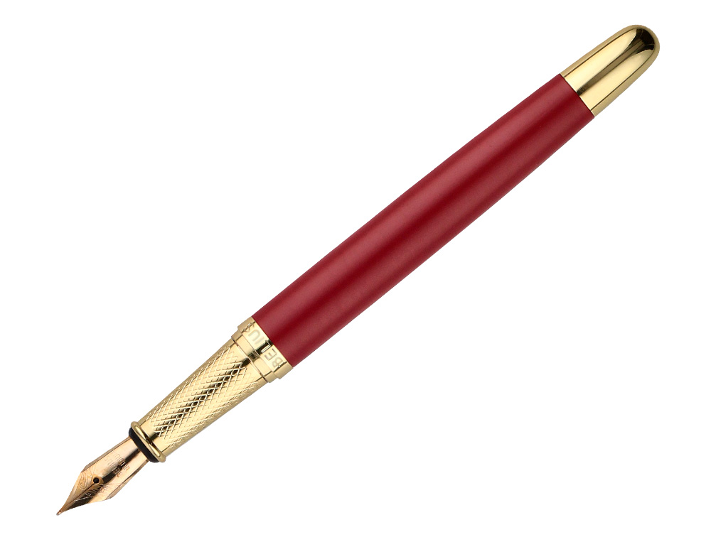 PLUMA Y ESTUCHE BELIUS SOIREE COLOR ART DECO GRANATE Y DORADO TINTA AZUL CAJA DE DISEO