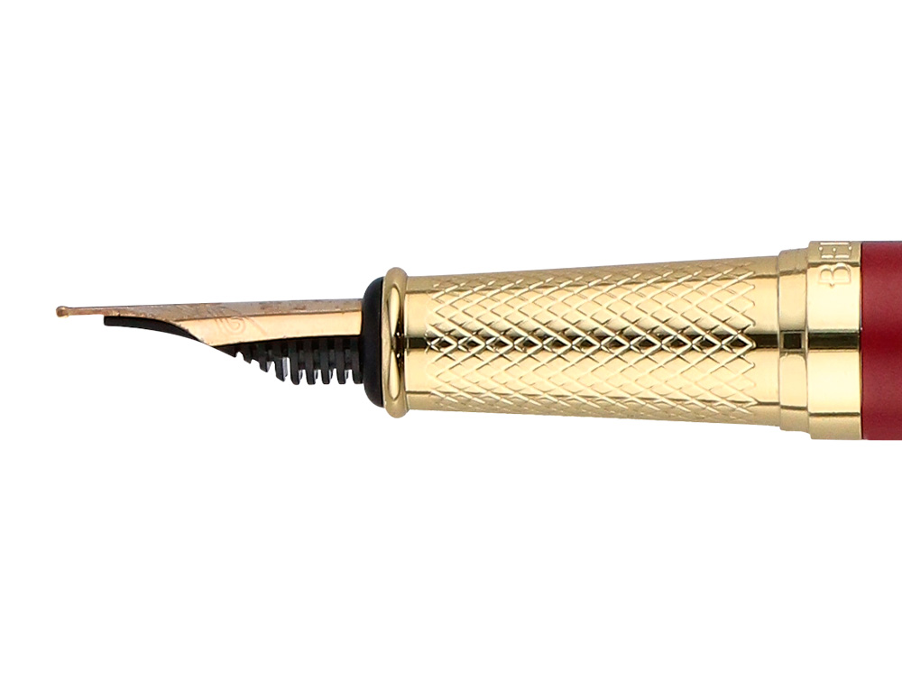 PLUMA Y ESTUCHE BELIUS SOIREE COLOR ART DECO GRANATE Y DORADO TINTA AZUL CAJA DE DISEO