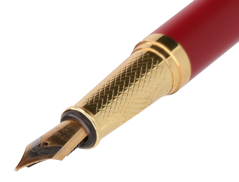 PLUMA Y ESTUCHE BELIUS SOIREE COLOR ART DECO GRANATE Y DORADO TINTA AZUL CAJA DE DISEO