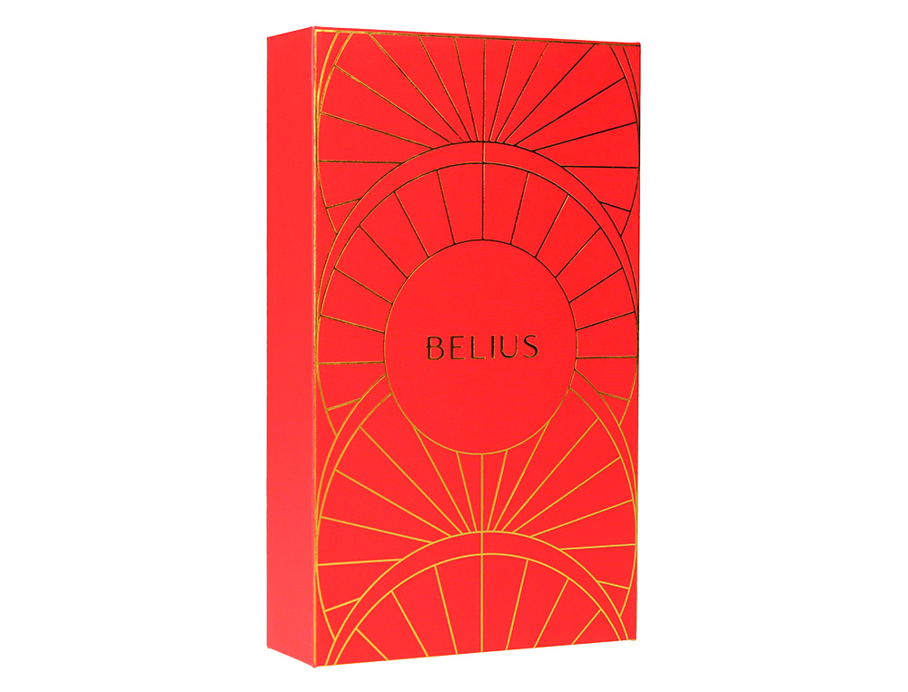 PLUMA Y ESTUCHE BELIUS SOIREE COLOR ART DECO GRANATE Y DORADO TINTA AZUL CAJA DE DISEO