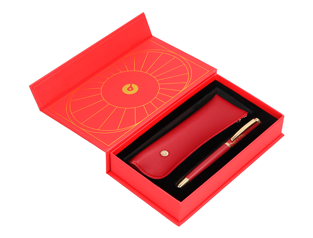 PLUMA Y ESTUCHE BELIUS SOIREE COLOR ART DECO GRANATE Y DORADO TINTA AZUL CAJA DE DISEO