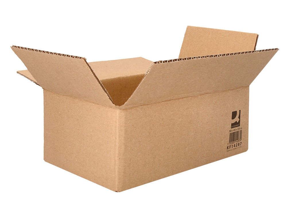 CAJA PARA EMBALAR Q-CONNECT AMERICANA ULTRA RESISTENTE CARTON RECICLADO CANAL DOBLE 7MM COLOR KRAFT 700X440X330 MM