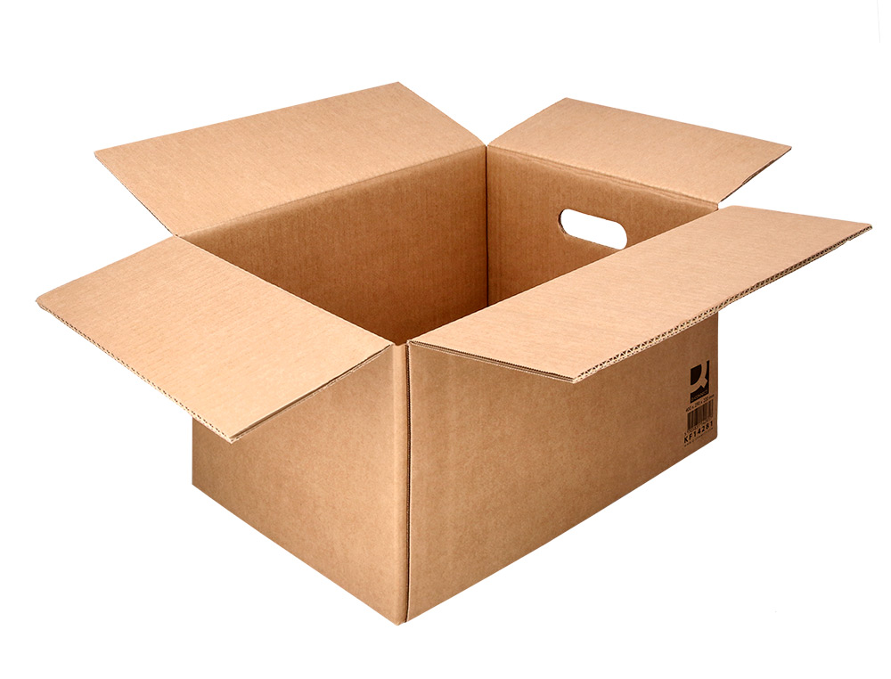 CAJA PARA EMBALAR Q-CONNECT AMERICANA CON FONDO AUTOMATICOY ASAS CARTON CANAL SIMPLE 5 MM COLOR KRAFT 500X400X300 MM