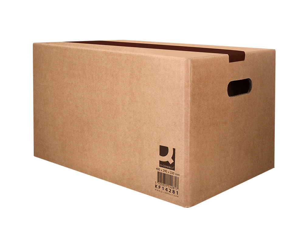 CAJA PARA EMBALAR Q-CONNECT AMERICANA CON FONDO AUTOMATICOY ASAS CARTON CANAL SIMPLE 5 MM COLOR KRAFT 500X400X300 MM