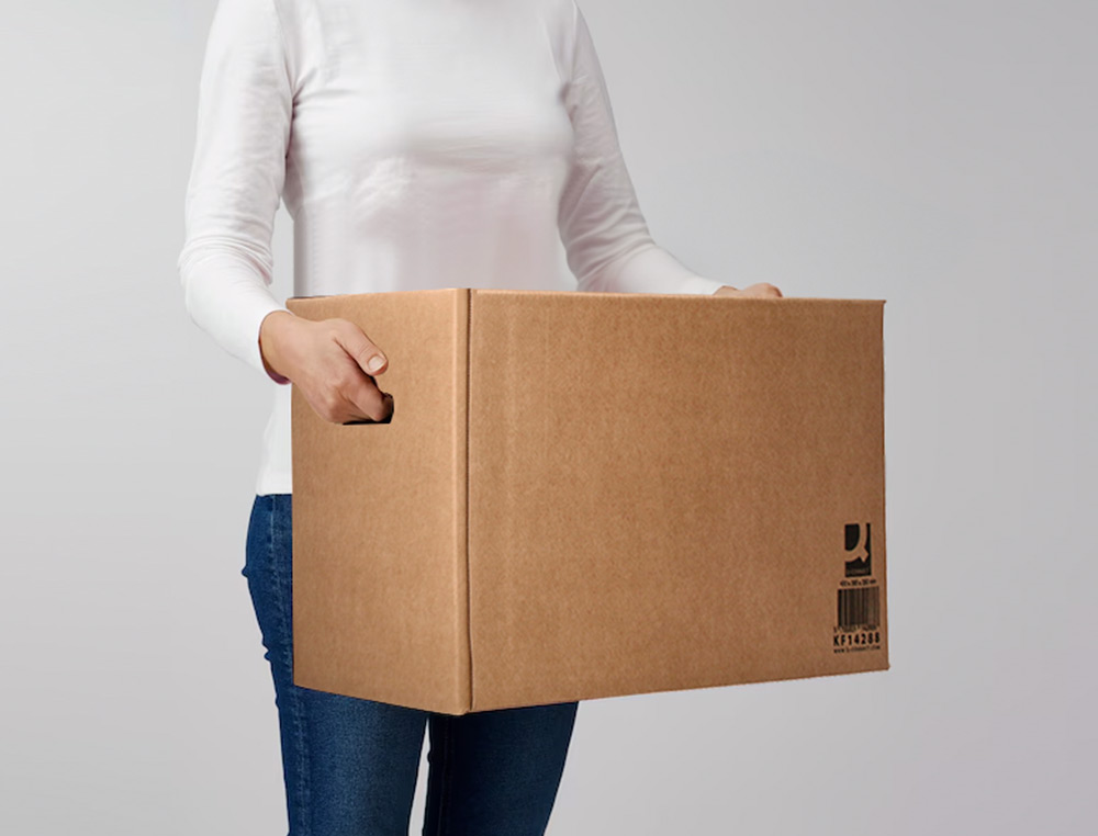 CAJA PARA EMBALAR Q-CONNECT AMERICANA CON FONDO AUTOMATICOY ASAS CARTON CANAL SIMPLE 5 MM COLOR KRAFT 500X400X300 MM