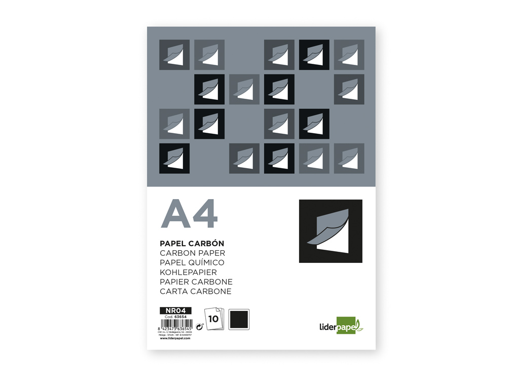 PAPEL CARBON LIDERPAPEL NEGRO DIN A4 BOLSA DE 10 HOJAS