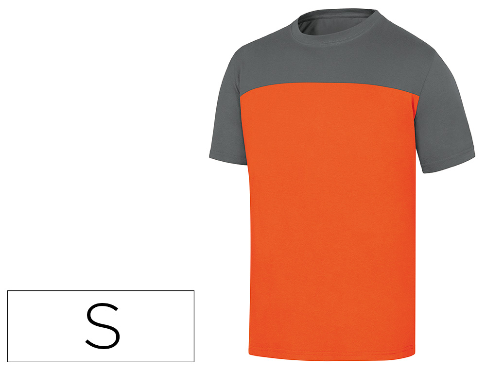 CAMISETA DE ALGODON DELTAPLUS COLOR GRIS/NARANJA TALLA S
