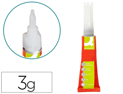 PEGAMENTO Q-CONNECT ADHESIVO INSTANTANEO FUERTE 3GR UNIDAD