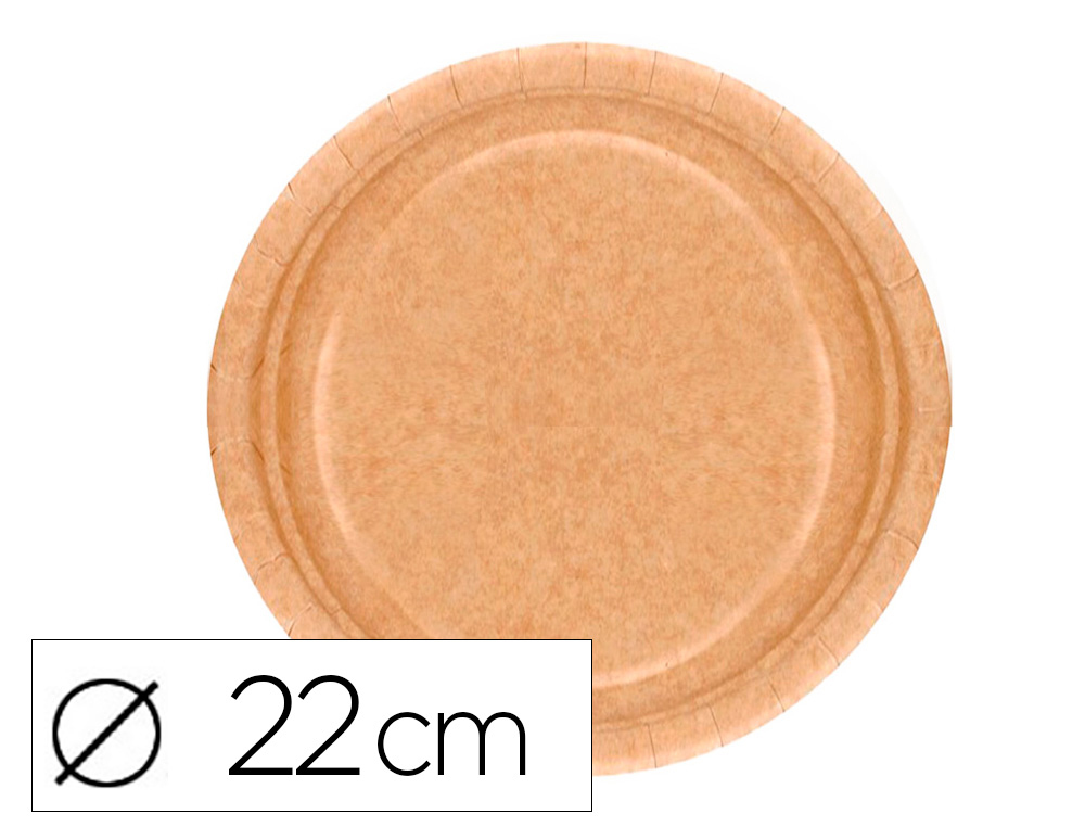 PLATO CARTON BIODEGRADABLE MARRON 22 CM PAQUETE DE 100 UNIDADES