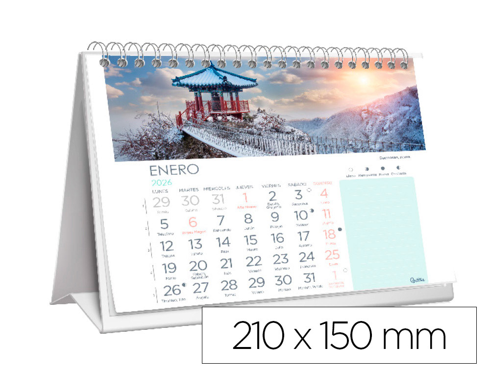 CALENDARIO ESPIRAL TRIANGULAR LIDERPAPEL DE SOBREMESA IMAGENES CIUDADES 2026 21X15 CM PAPEL 128 GR CON PEGATINAS