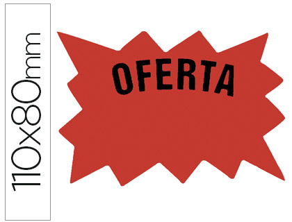 CARTEL CARTULINA ETIQUETA MARCAPRECIOS ROJO FLUORESCENTE 110X80 MM BOLSA DE 50 ETIQUETAS