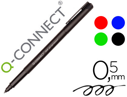 ROTULADOR Q-CONNECT RETROPROYECCION PUNTA FIBRA SUPER FINA REDONDA 0.5 MM PERMANENTE BOLSA 4 ROTULADORES