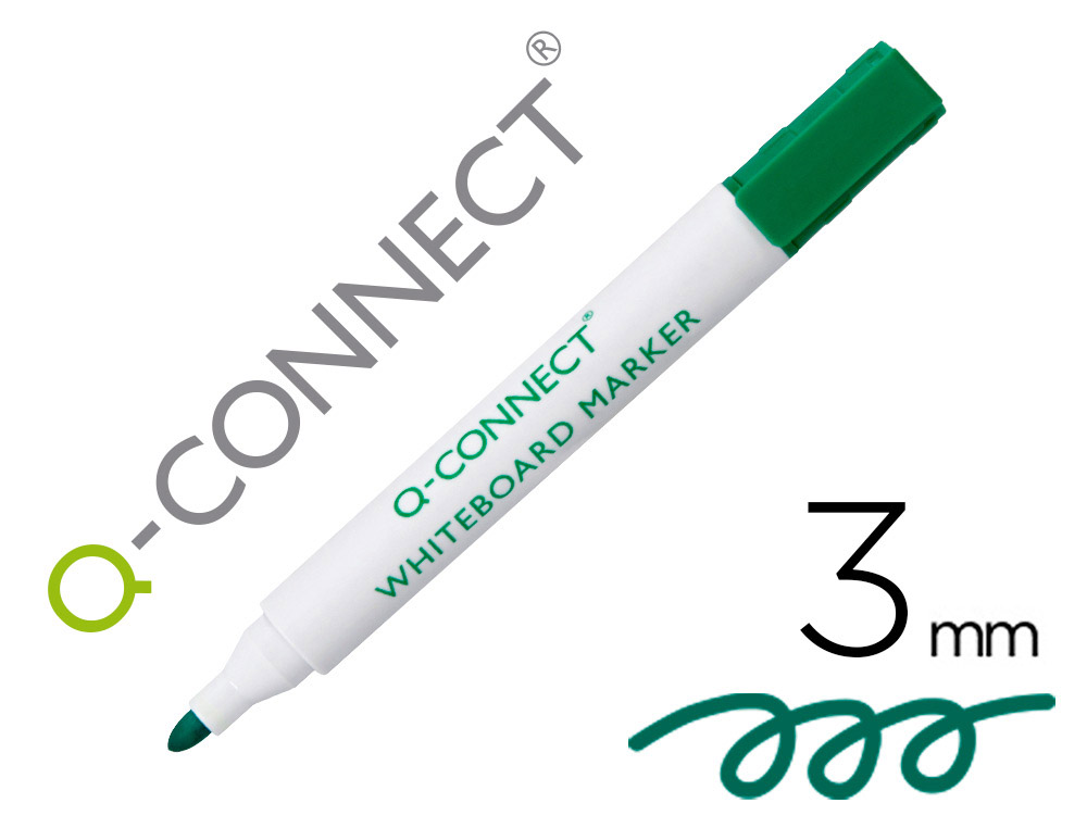 ROTULADOR Q-CONNECT PIZARRA BLANCA COLOR VERDE PUNTA REDONDA 3.0 MM