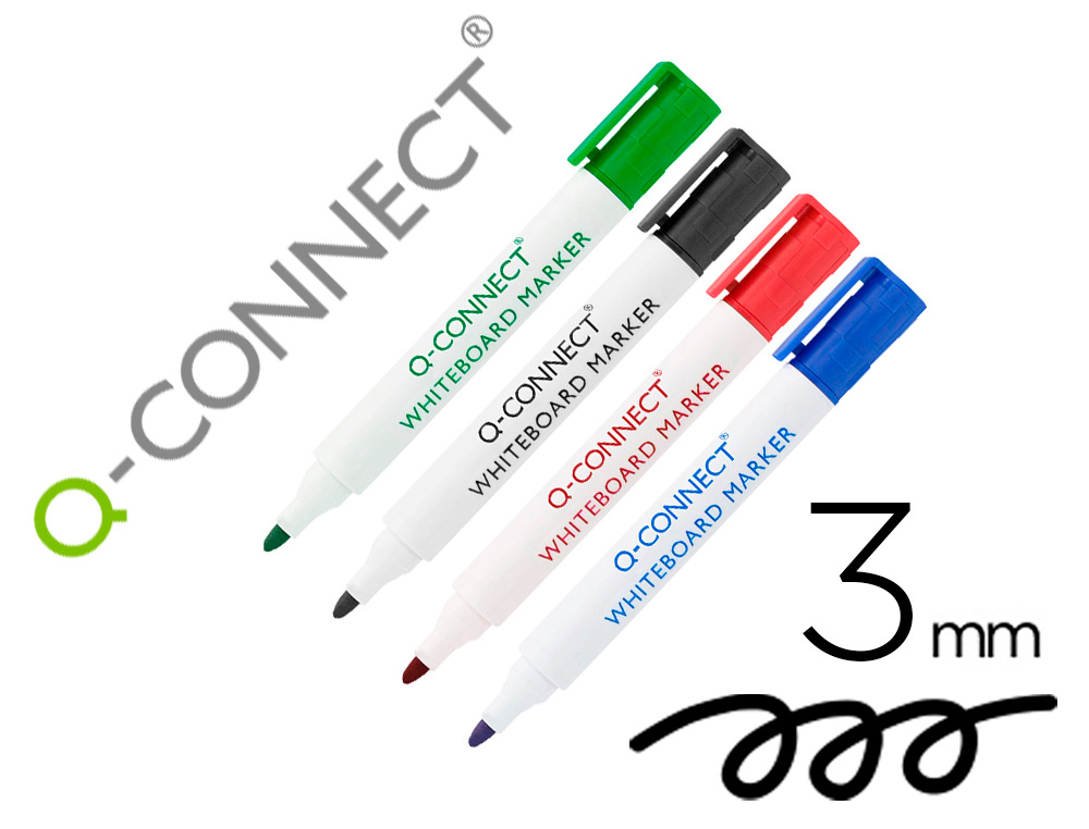 ROTULADOR Q-CONNECT PIZARRA BLANCA COLORES SURTIDOS PUNTA REDONDA 3.0 MM